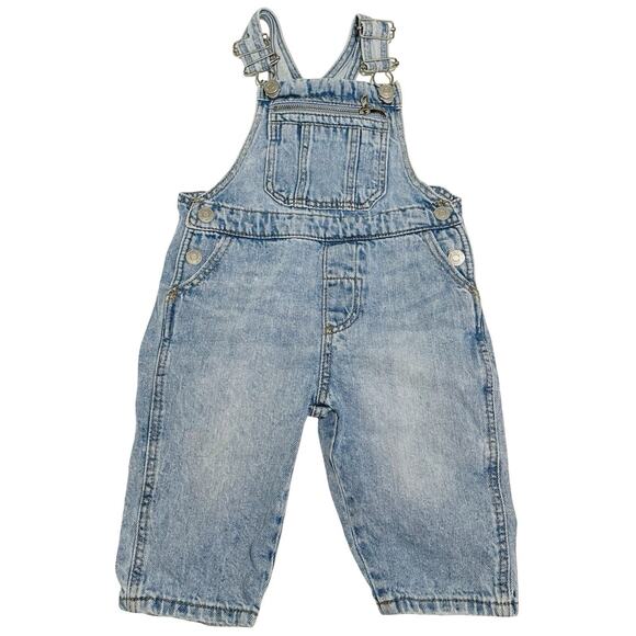 Zara 9-12 Month Denim Blue Jean Overalls Adjustable New Missing Tag - Picture 1 of 6